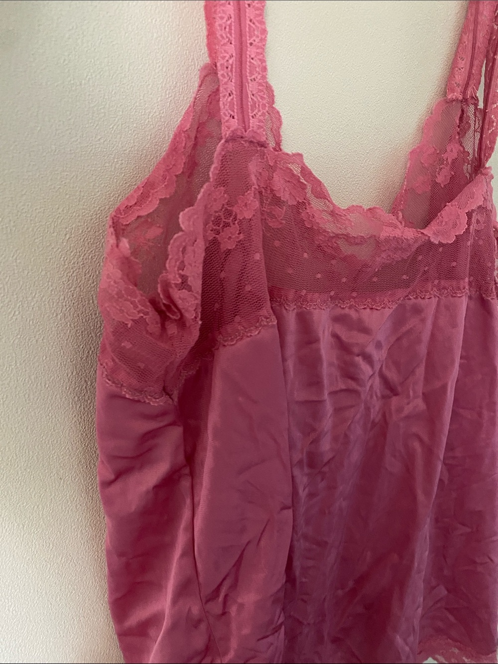 Vintage Lace Trim Satin Chemise - Pink💕🌷